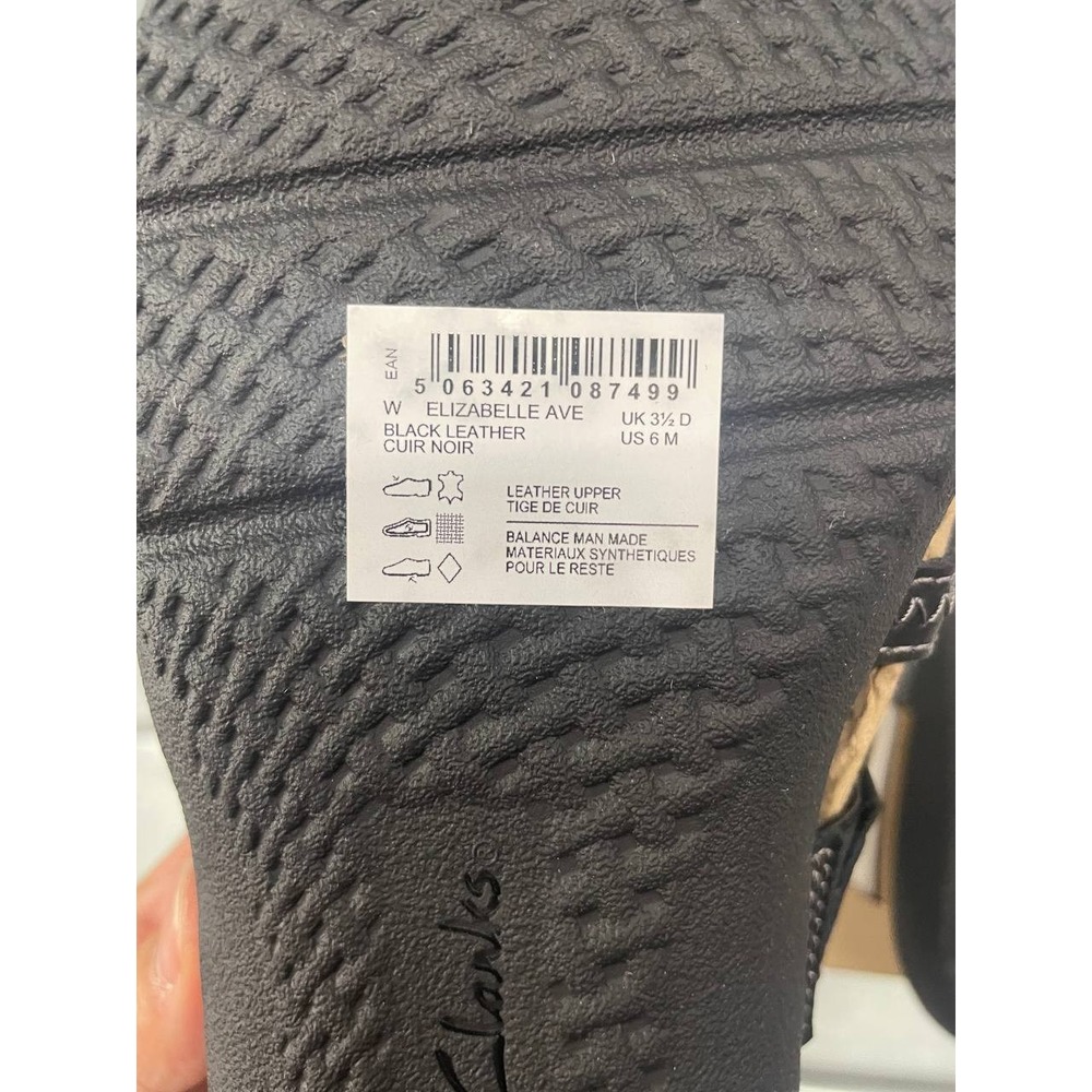 Clarks Elizabeth Ave Sandals Womens 6 Black Leather Slip On Slide - Picture 9 of 9